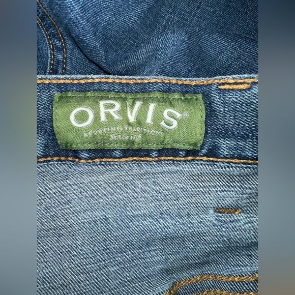 Orvis Jeans Montana Morning Mens 38x30 Vintage Blue Classic Straight Fit Denim - Picture 2 of 10